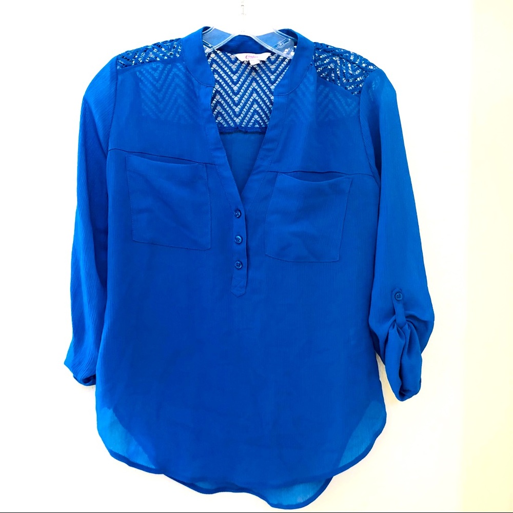 🔴 6/$25 SALE Candie’s Semi sheer Blue Blouse 3/4 Sleeves